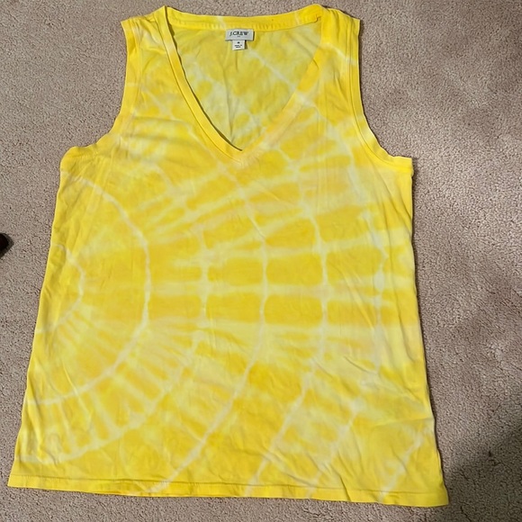 J Crew Yellow Tie Dye Tank Top V Neck - Picture 1 of 3